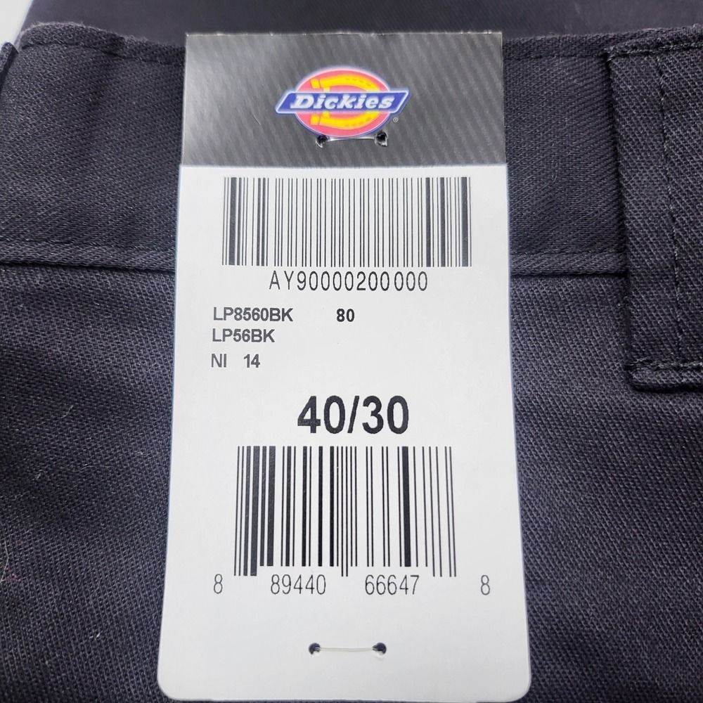 Men's 40x30 DICKIES Black Canvas Straight Work Wear Pants LP7000BK Double Knee - Picture 6 of 9